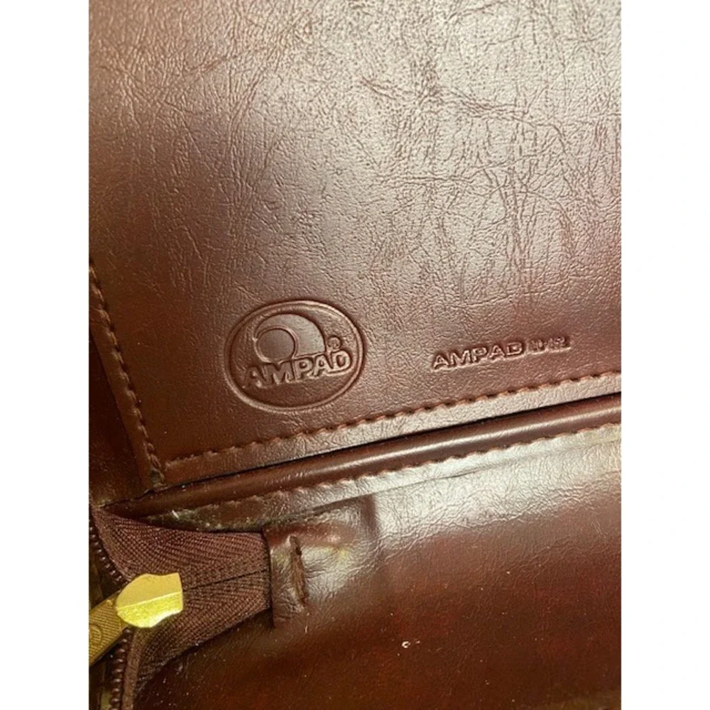 Vintage Ampad Burgundy Faux Leather Briefcase Messenger Bag Retractable Handles